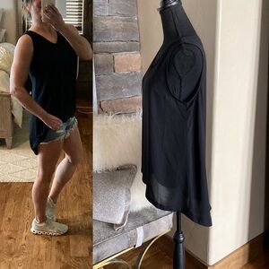 14th & Union High Low Hem Flowy Black Going Out Tank